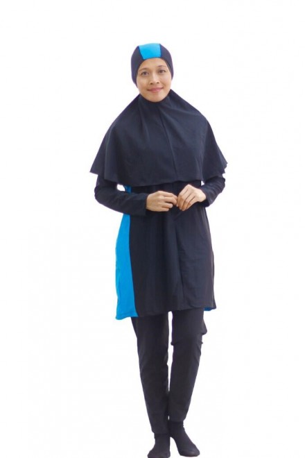 Baju Renang Muslimah - SB 03 ( PLAIN BLUE BLACK)